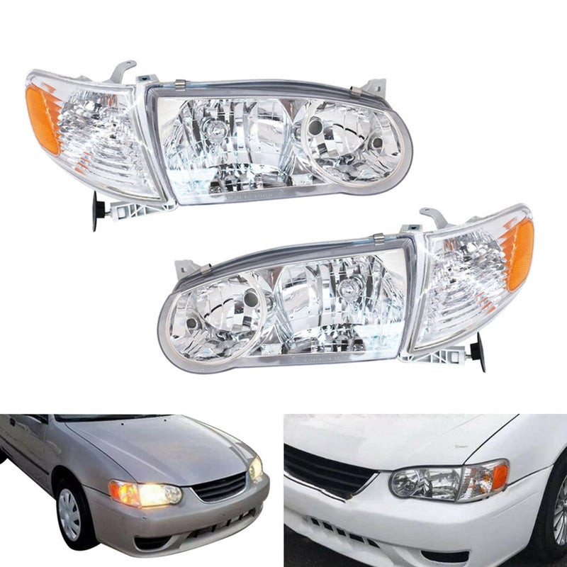 LABLT Headlights Headlamp w/Corner Signal Lamp Left+Right Replacement for 2001 2002 Corolla - Image 1